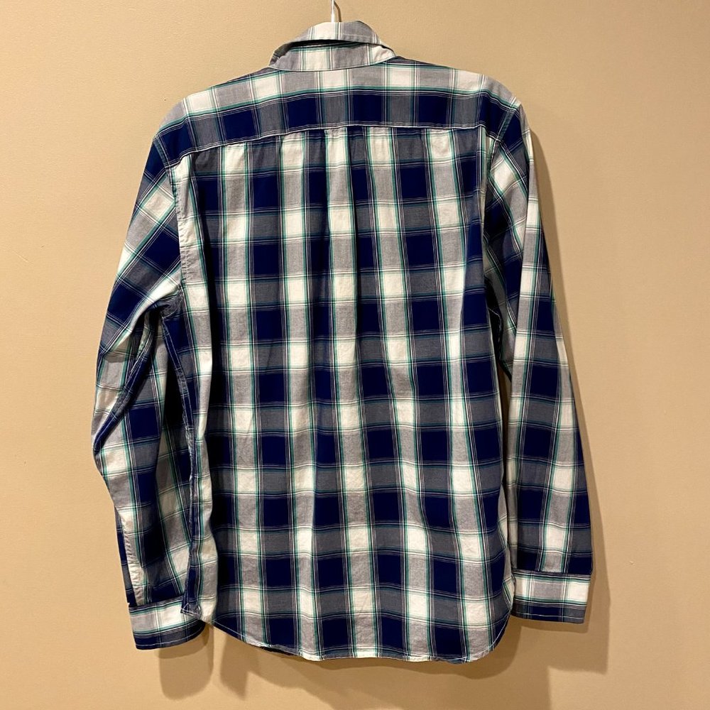 Banana Republic Pinpoint Oxford Shirt Green Plaid - Picture 2 of 9